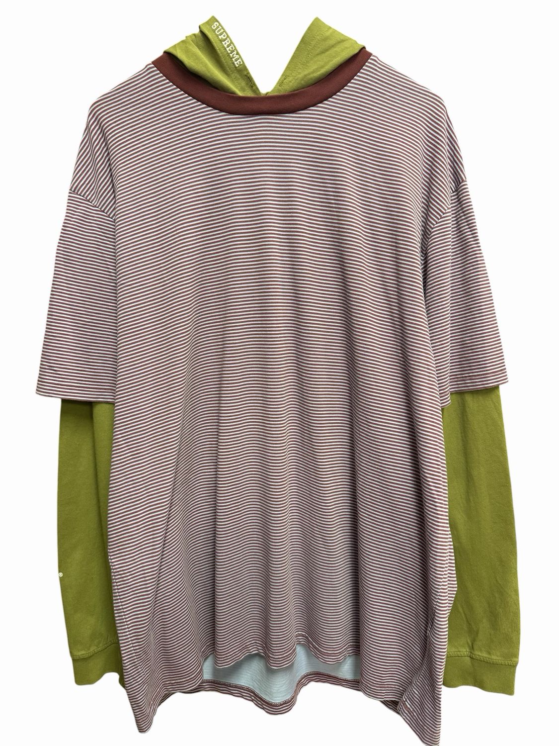 Pre Owned Supreme Layered Hooded L/S Top (SS24) Olive Size 2XL