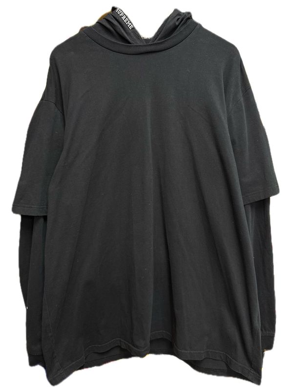 Pre Owned Supreme Layered Hooded L/S Top (SS24) Black Size 2XL