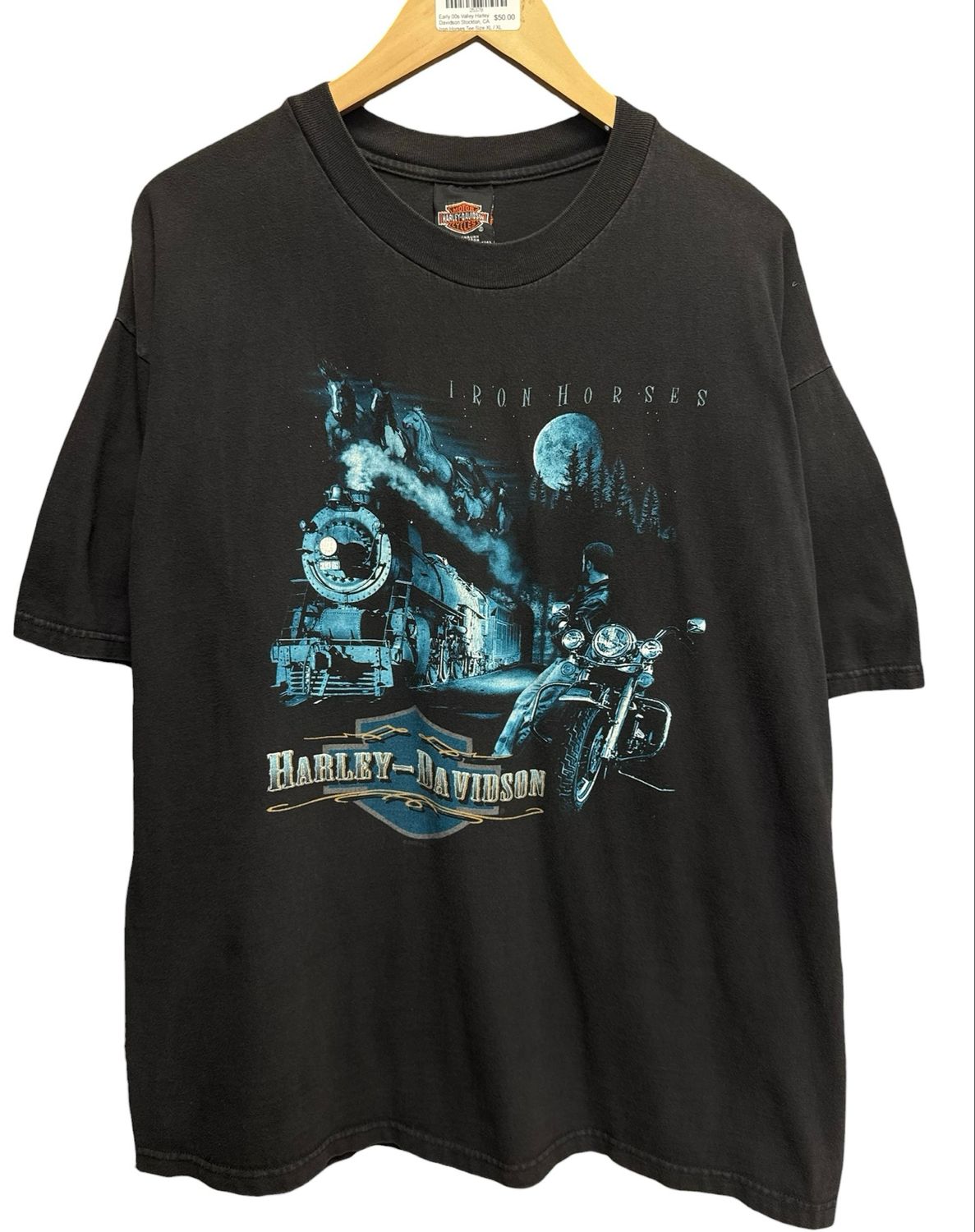 Early 00s Valley Harley Davidson Stockton, CA Iron Horses Tee Size XL
