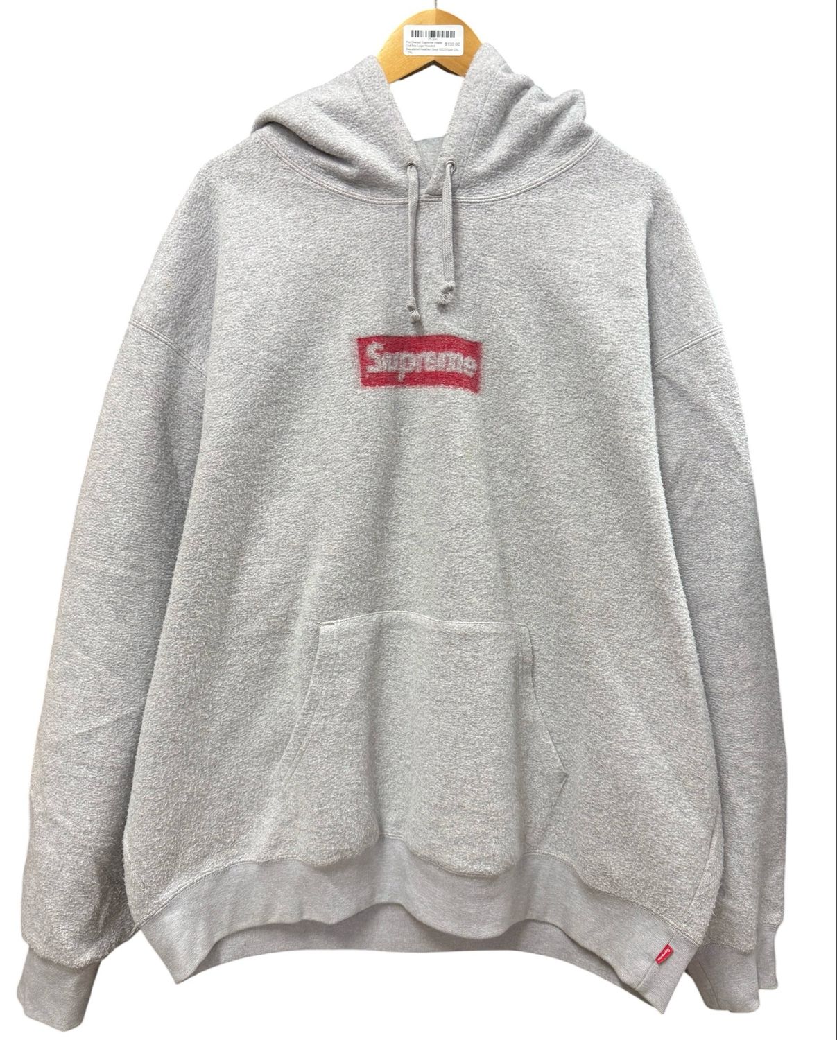 Pre Owned Supreme Inside Out Box Logo Hooded Sweatshirt Heather Grey SS23 Size 2XL