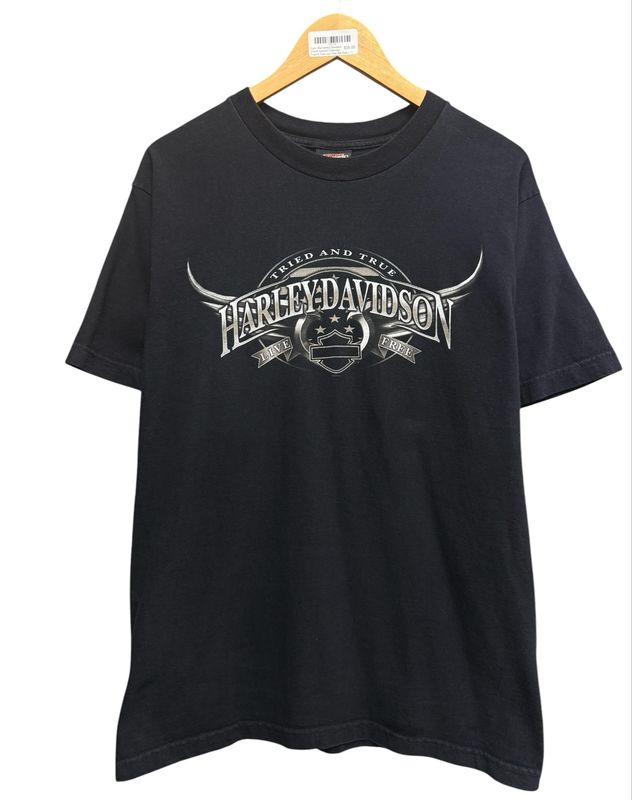 Early 00s Harley Davidson Grand Junction Colorado Tried &amp; True Live Free Tee Size L