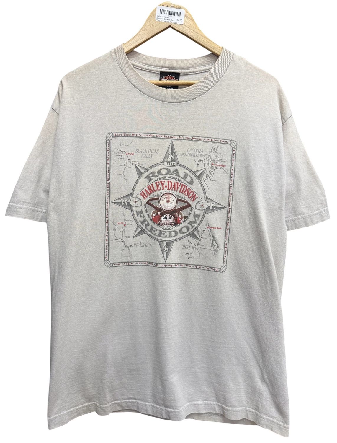 Early 00s Harley Davidson Stockton, CA Road To Freedom Tee Size L