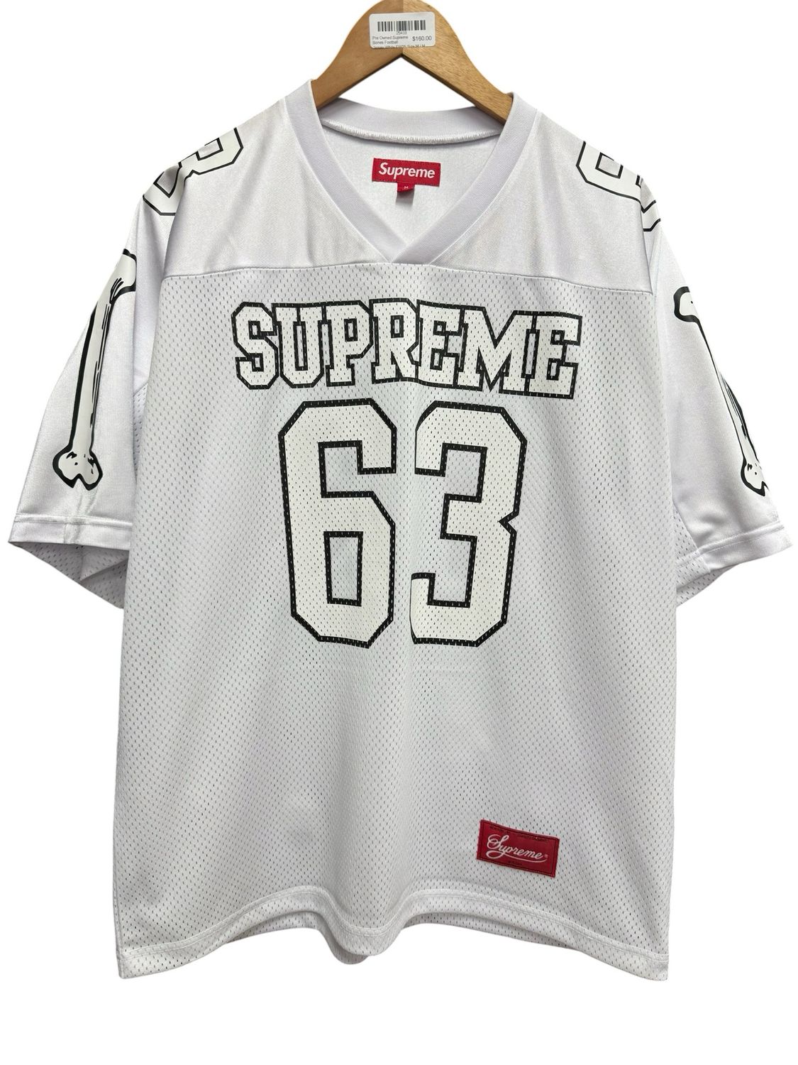 Tried On Supreme Bones Football Jersey White FW25 Size M