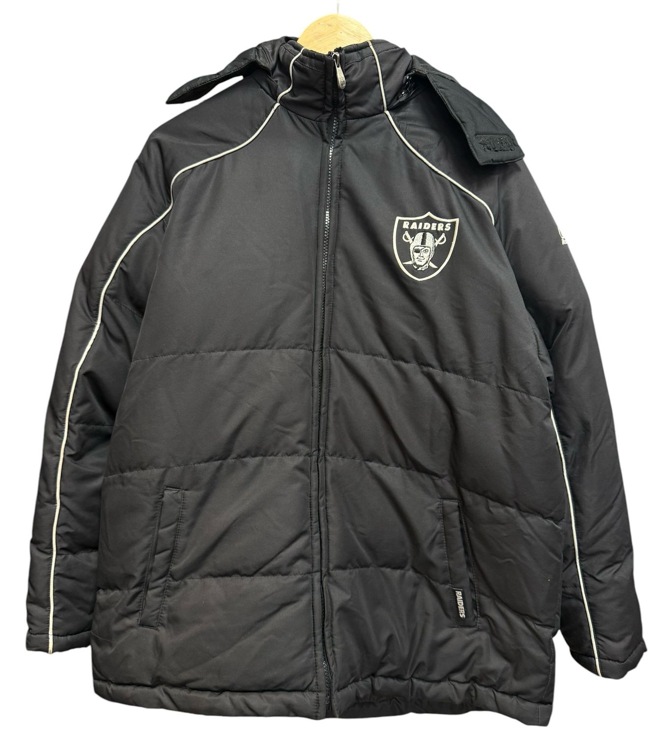 Vtg Raiders Reebok Hooded Puffer Jacket Size XL Youth