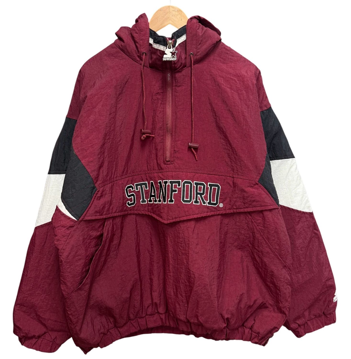 Vtg Maroon Standford Starter Anorak Pullover Jacket SIze XL