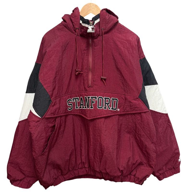 Vtg Maroon Standford Starter Anorak Pullover Jacket SIze XL