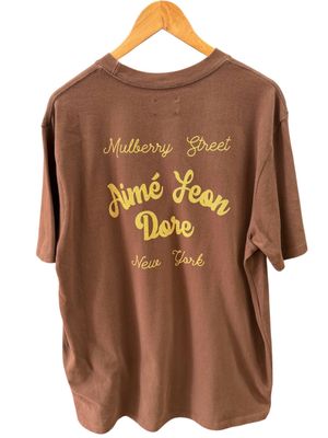Aime Leon Dore Printed Chain Stitch Tee Brown Size Large (Pre-Owned)