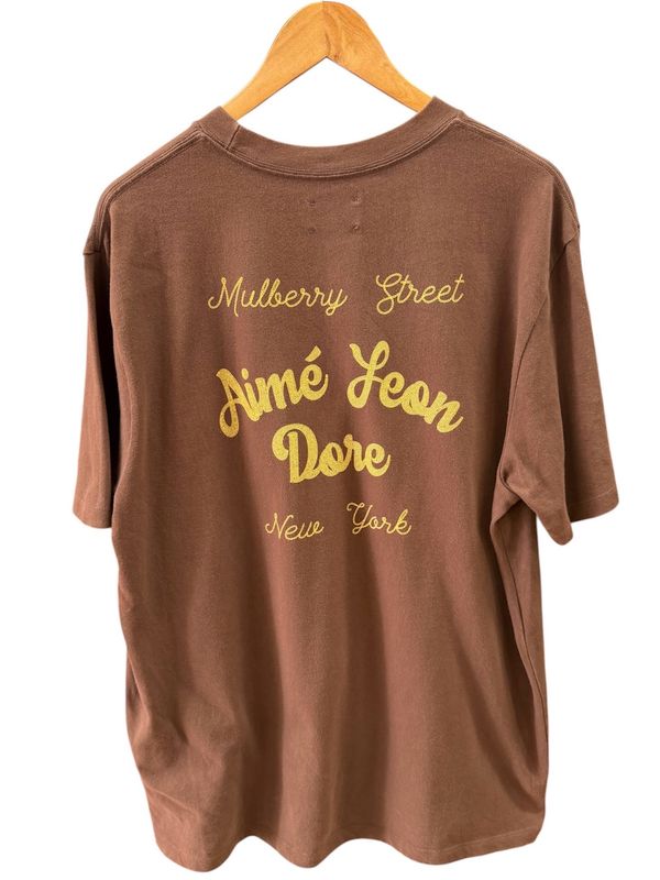 Aime Leon Dore Printed Chain Stitch Tee Brown Size Large (Pre-Owned)