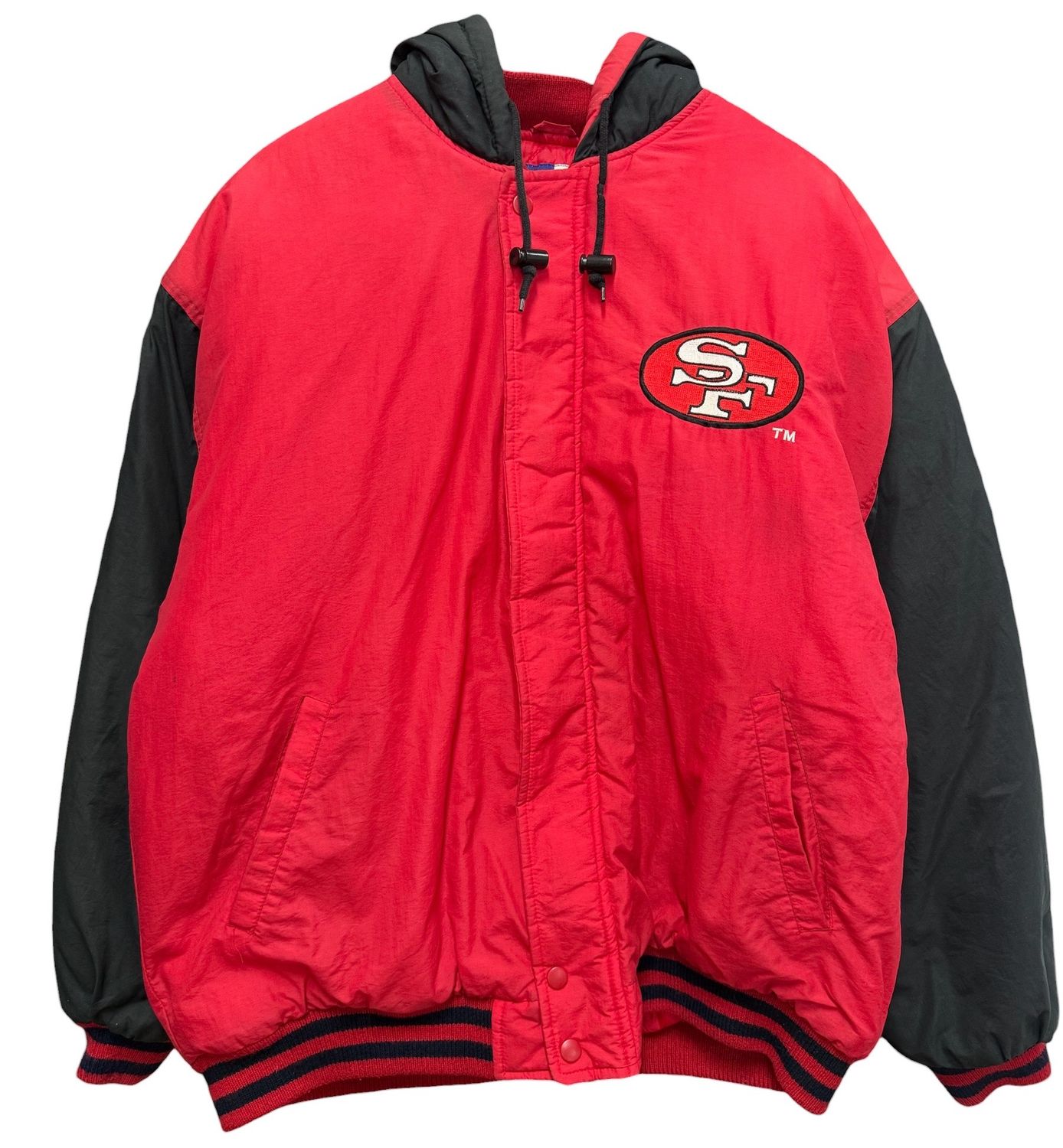 Vtg SF 49ers Two Toned Hooded Jacket Size L