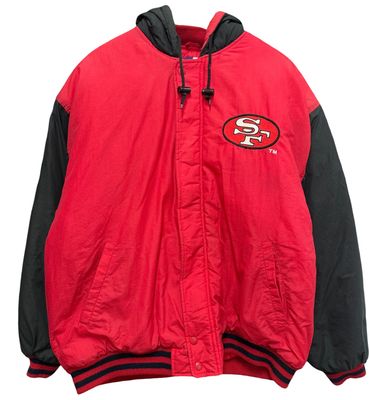 Vtg SF 49ers Two Toned Hooded Jacket Size L