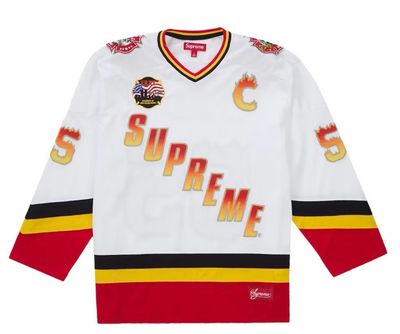 New Supreme FDNY Hockey Jersey White FW26 Size L