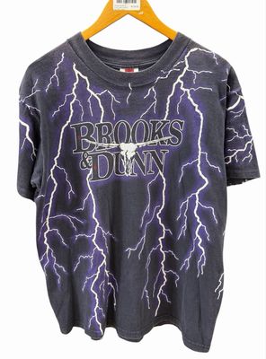 Vintage Brooks & Dunn Lightning AOP Tee Size Large