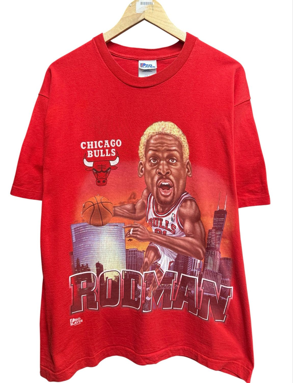 Vtg Chicago Bulls Dennis Rodman Tee Size L 23x30 (Fits Oversized)