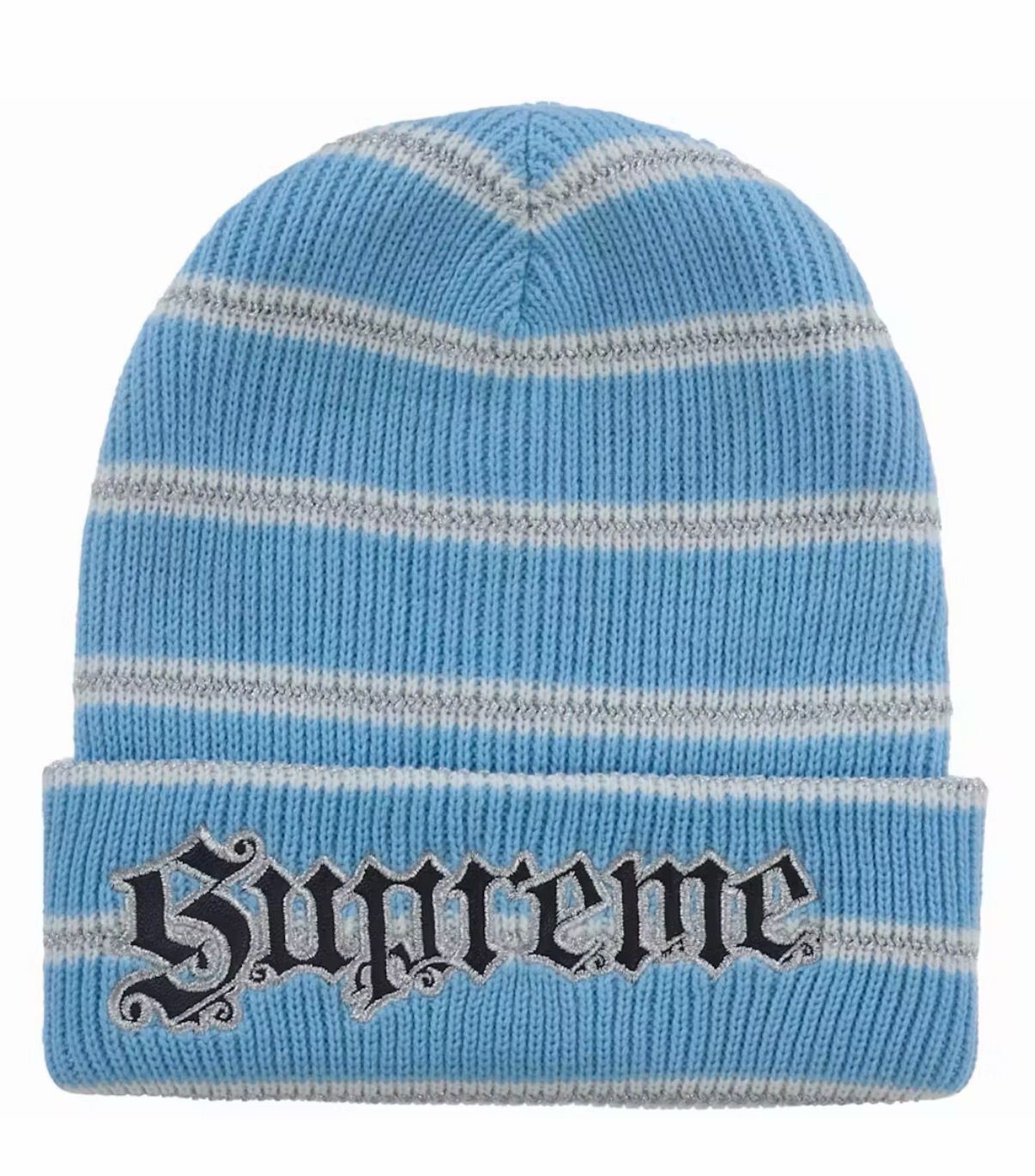 Supreme Metallic Stripe Beanie Light Blue (NEW)