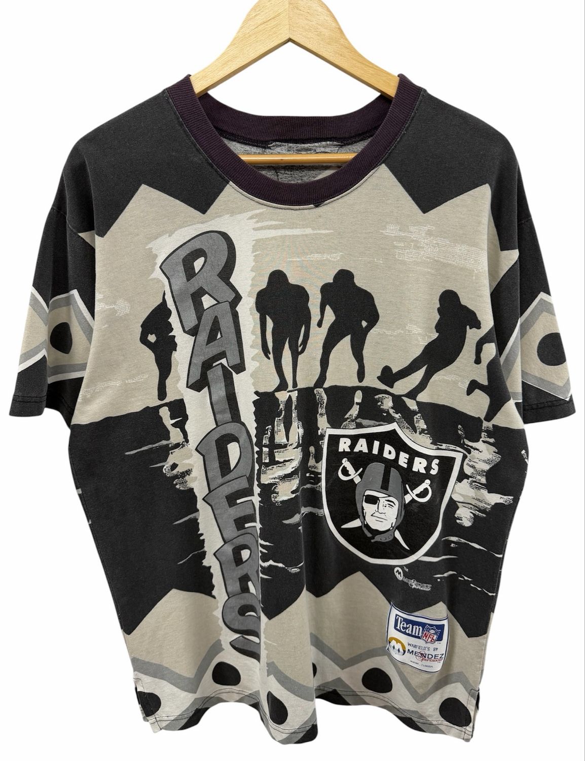 Vintage Raiders All Over Print Tee Fits L 23.5x29