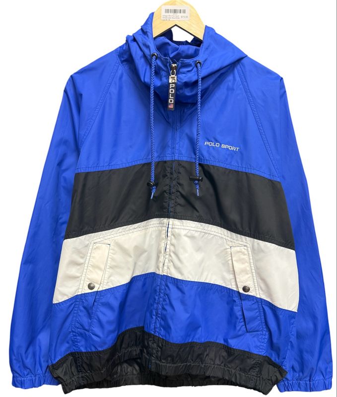 Vintage 90's Polo Sport Windbreaker Blue/White Size M