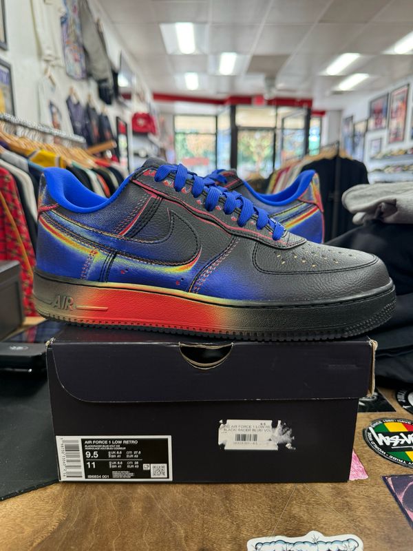 Pre Owned Nike Air Force 1 Low Retro Heat Map Black Racer Blue Size 9.5