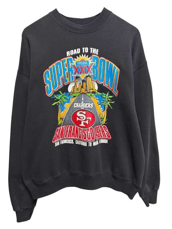 Vtg 1995 Road To The Super Bowl SF 49ers vs Chargers Crewneck Size XL 24x28