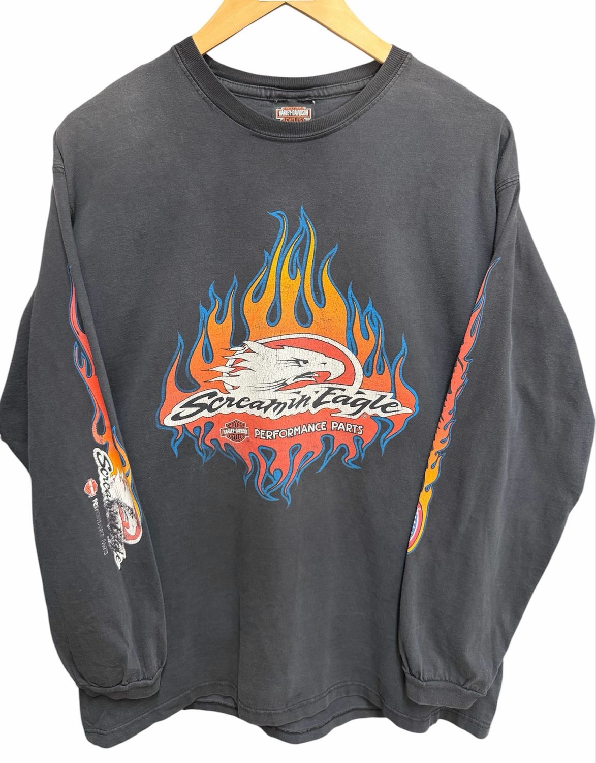 Vintage Harley Davidson Screamin Eagle Flame L/S Size Large 22.5x30