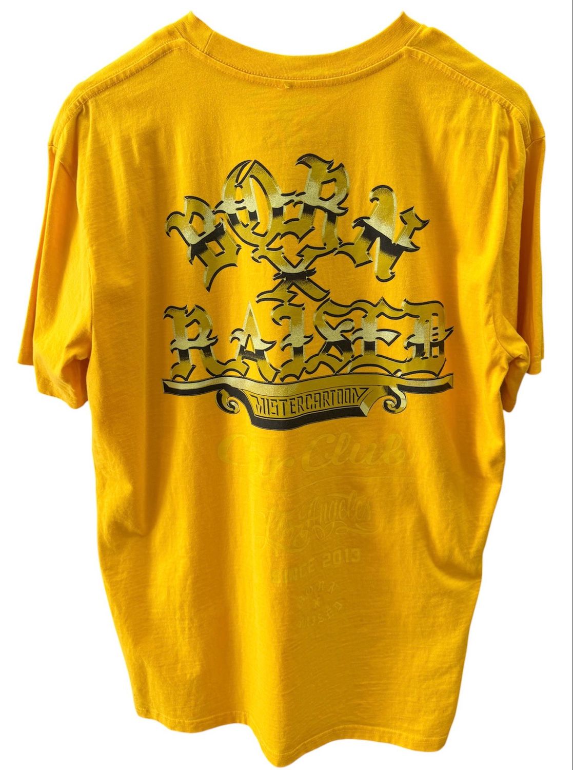 Pre Owned Born x Raised Mister Cartoon Car Club Los Angeles Tee Size L
