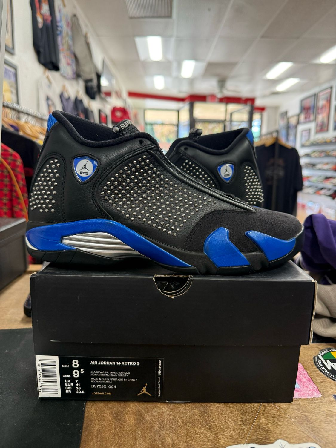 Pre Owned Jordan 14 Retro Supreme Black Size 8