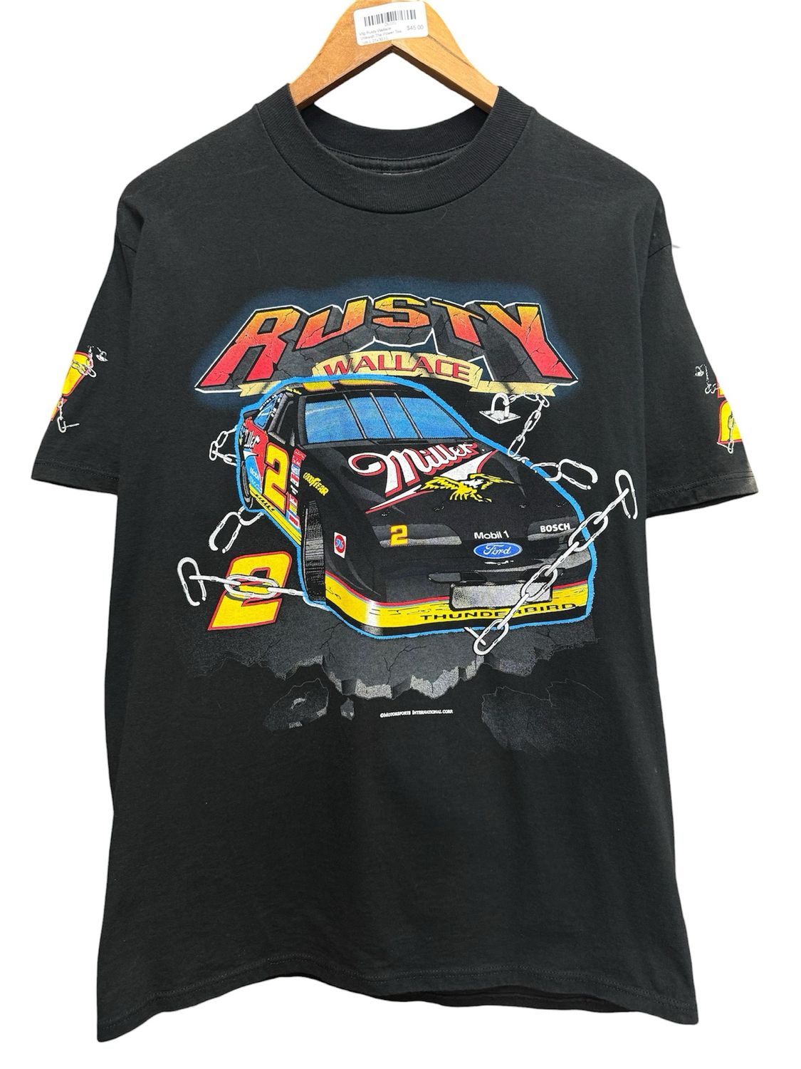 Vtg Rusty Wallace Unleash The Power Tee Size L 21x30