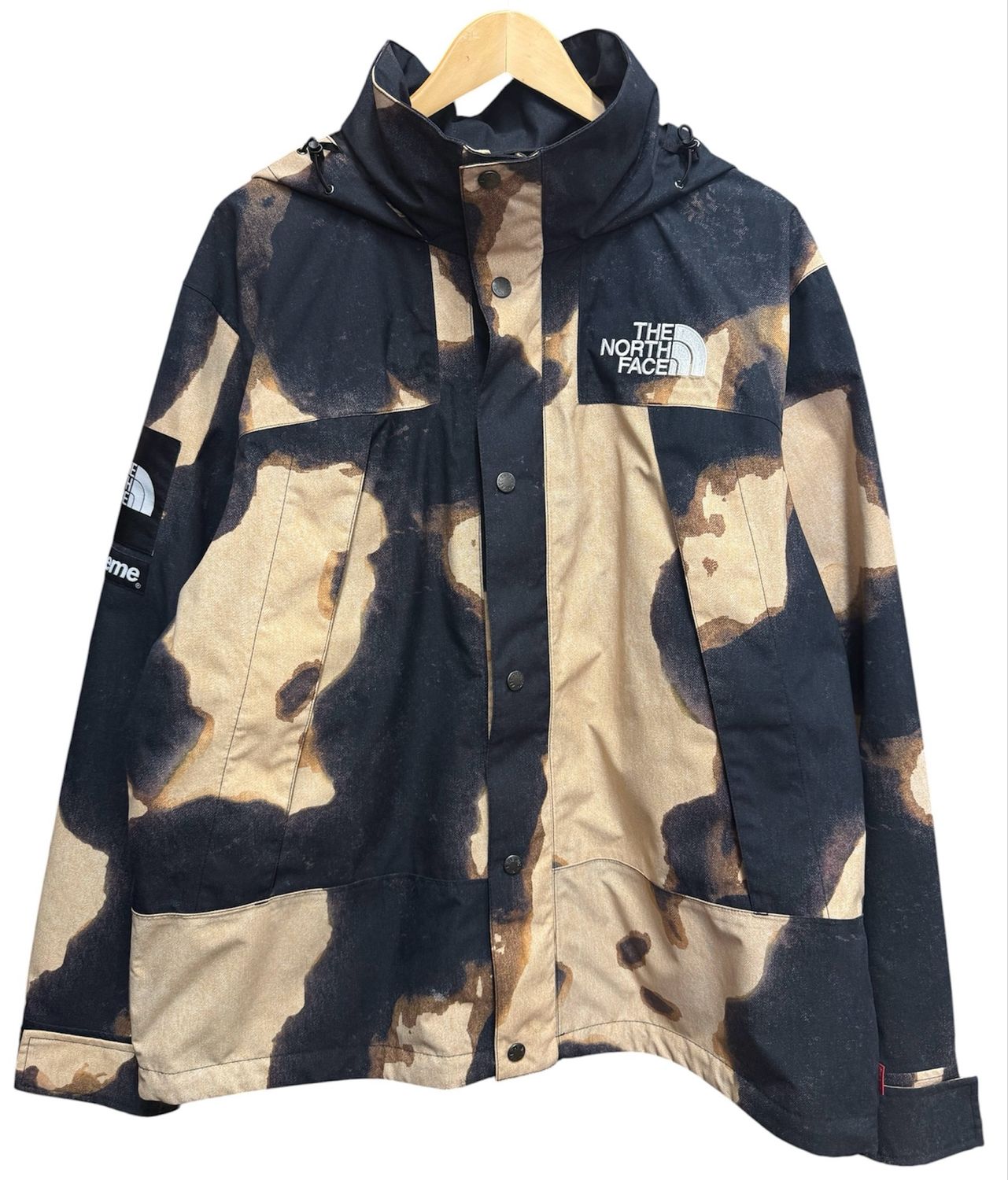 Pre Owned Supreme The North Face Bleached Denim Print Mountain Jacket Black FW21 Size L