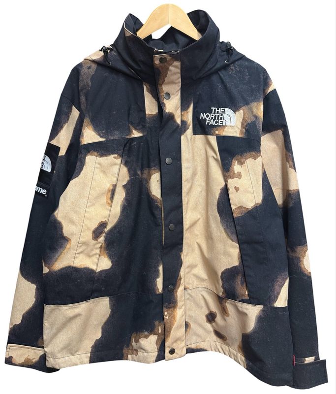 Pre Owned Supreme The North Face Bleached Denim Print Mountain Jacket Black FW21 Size L