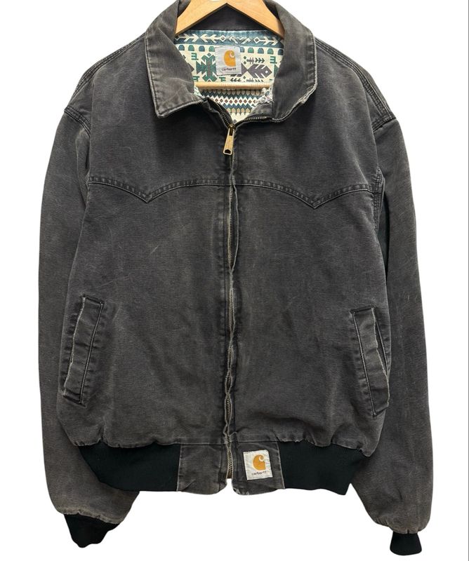 Vtg Carhartt Santa Fe Aztec Lined Jacket Aluma Systems Genie Size L 26x27.5