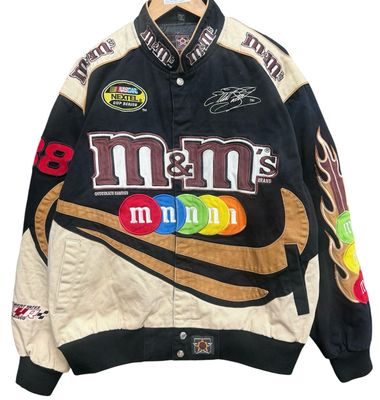 Vtg JH Designs M&amp;Ms Nascar Elliot Sadler Racing Jacket Size L 25x29