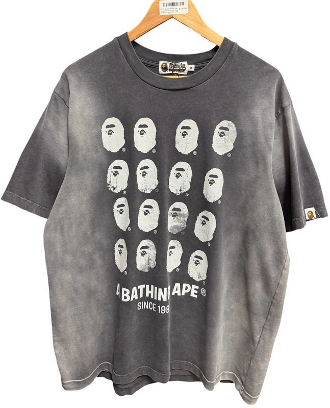 BAPE Bleached Multi Ape Logo Relaxed Fit Tee Size Medium (Lightly Worn)