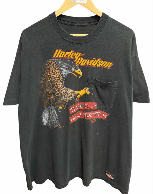 Vintage Harley Davidson Tearing Up The Competition Tee XXL