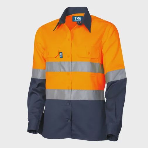 Tru Workwear Lightweighted Vented L/S Hi-Vis Drill Shirt Wtih Reflective Tape - DS2166T1