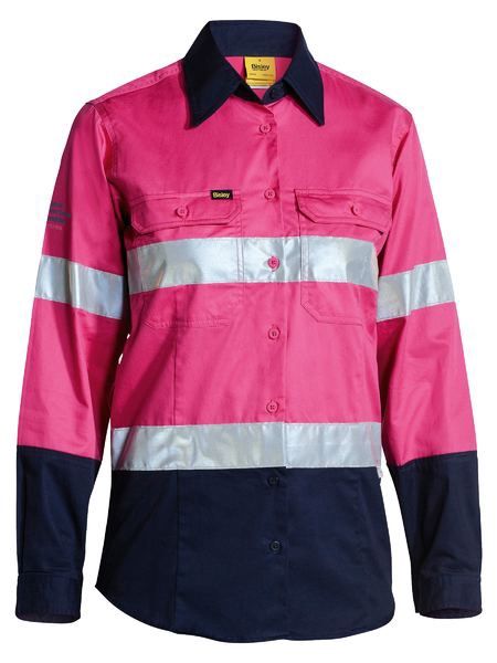 Bisley Womens Taped Hi Vis Cool Lightweight Drill Shirt - BL6896
