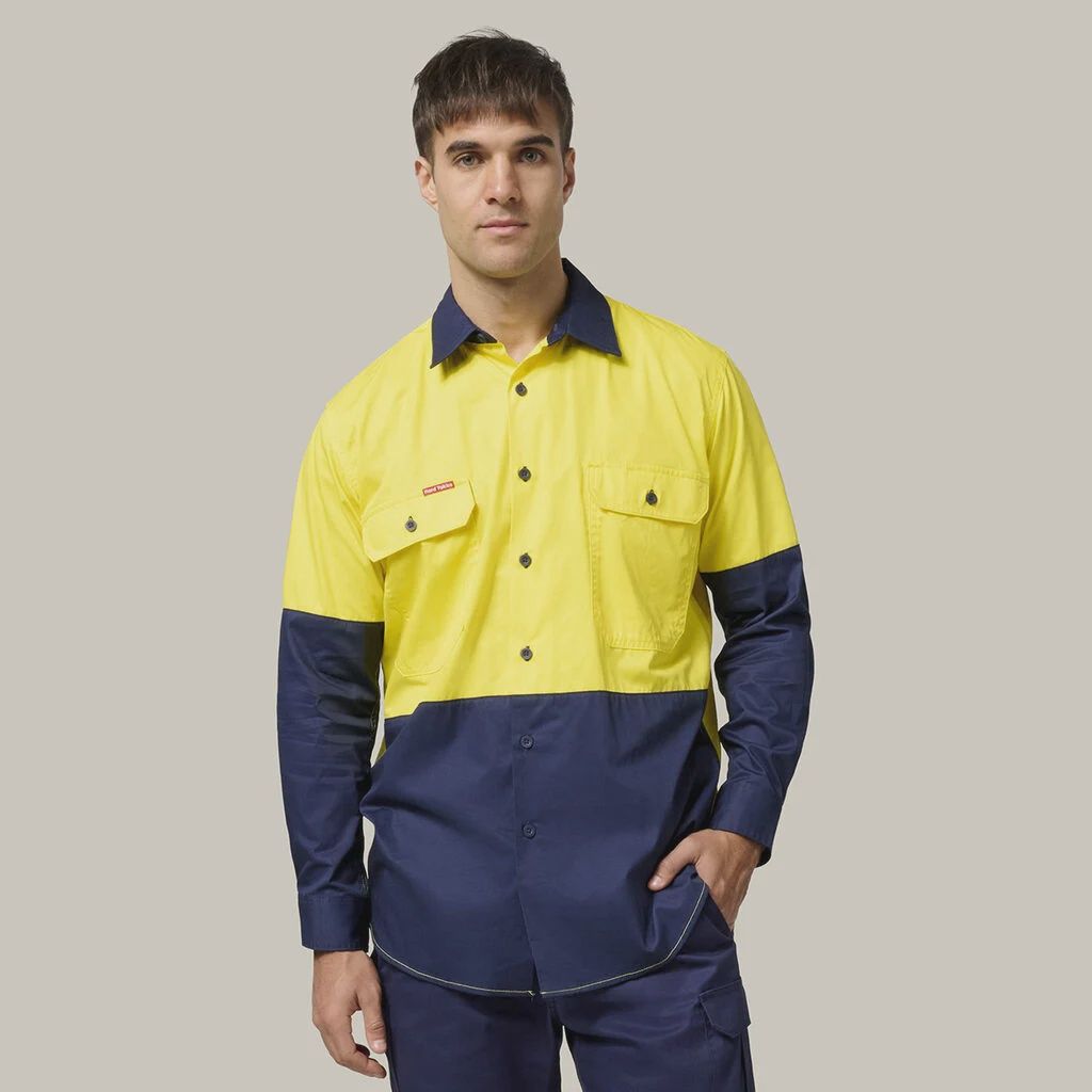Hard Yakka Shirt Long Sleeve Hi-Vis Splice - Y07558