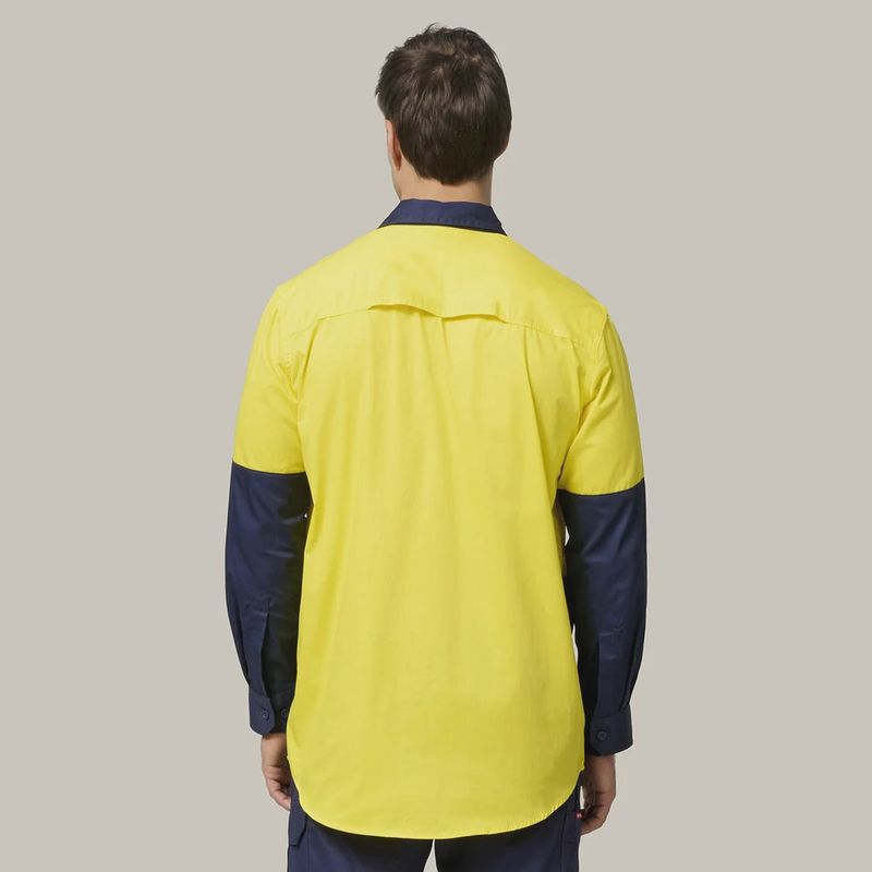 Hard Yakka Shirt Long Sleeve Hi-Vis Splice - Y07558