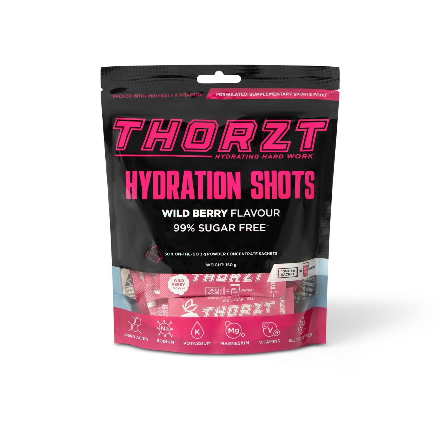 Thorzt  Hydration Shot 99% Sugar Free Hydrations Shots - 50 x 3gm Sachets