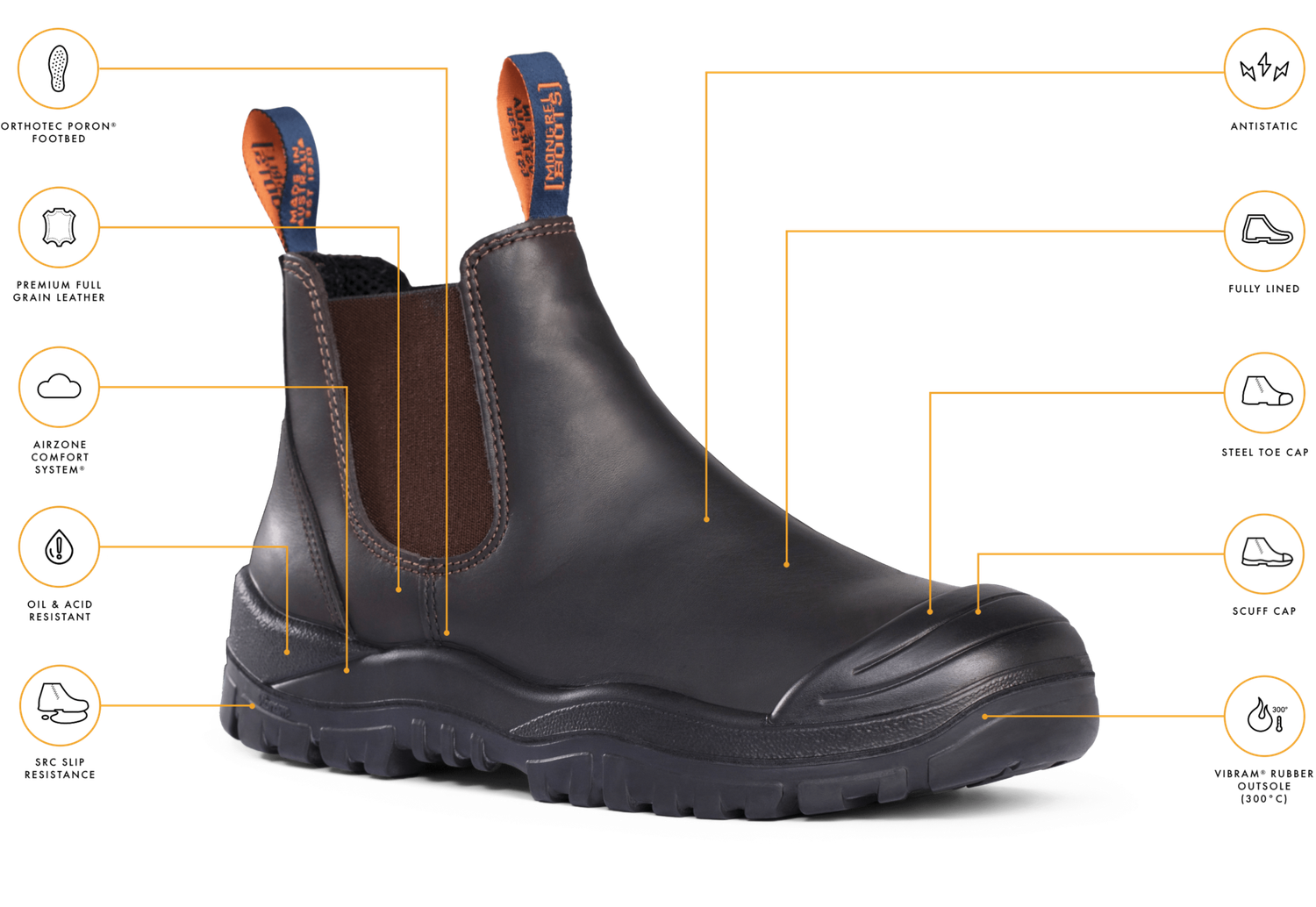 PREMIUM ELASTIC SIDED BOOT W/ SCUFF CAP  545030