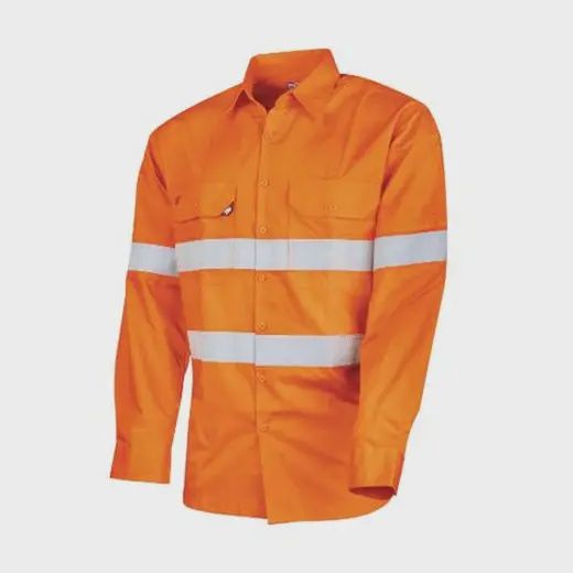 Ultralightweight Ripstop L/S Vented Hi-Vis Cotton Shirt With Reflective Tape