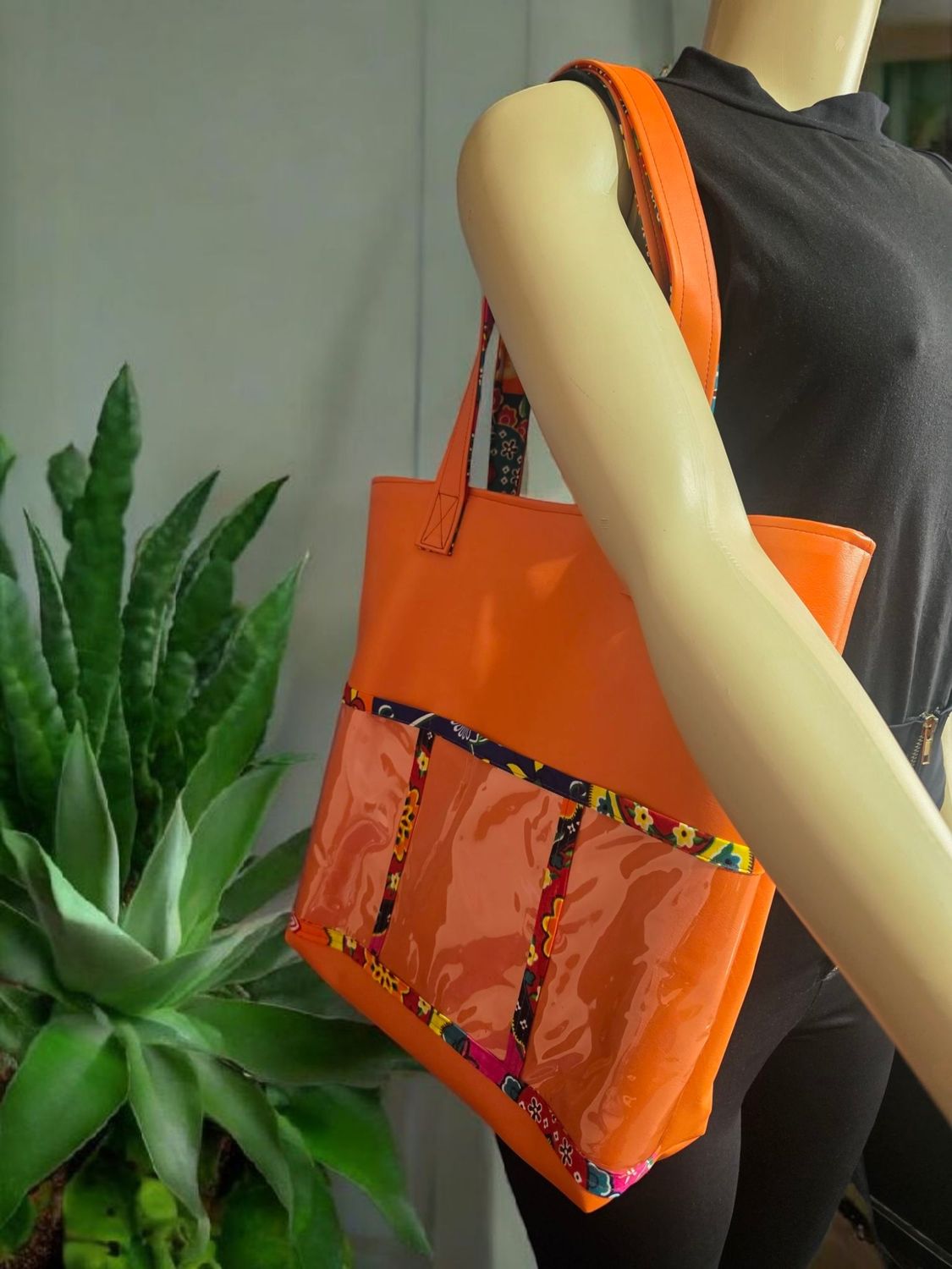 Vibrant Orange Leather Bag