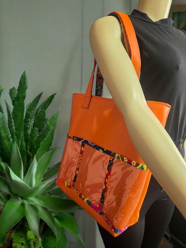 Vibrant Orange Leather Bag
