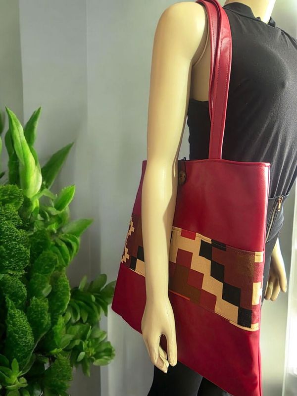 Maroon Faux Leather Bag