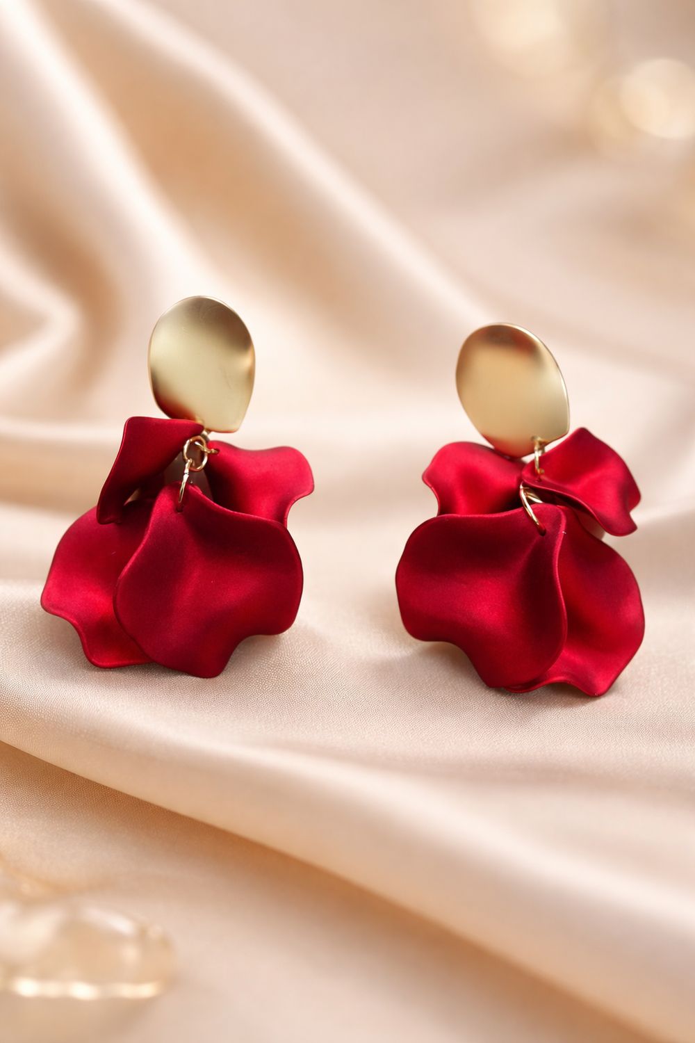 Crimson Petal Statement Earrings