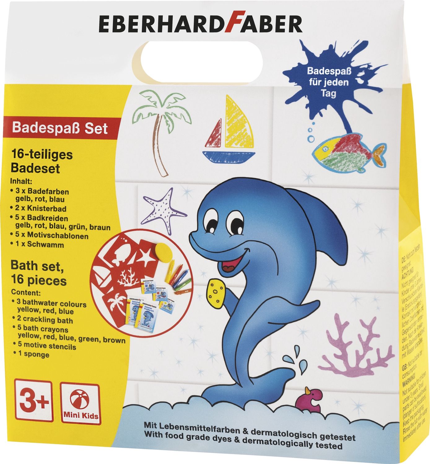 Badkrijtjes EFA 16 delige set 5x badkrijt, 3x badverf, 2x knetterzout, 5x sjablonen,