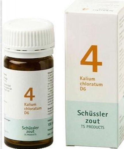 Schussler celzout nr. 4 Kalium chloride 100 tabletten