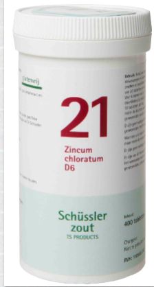 Schussler celzout nr. 21 Zincum chloratum 400 tabletten