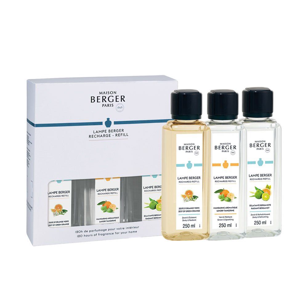 Lampe Berger Trio Pack, geur: Zest of Green Orange/SavoryTangerine/Radiant Berga