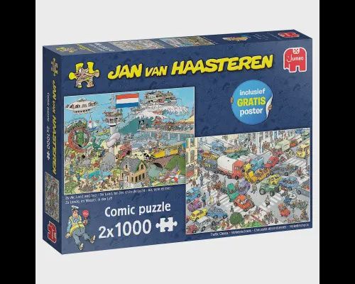 Verkeerschaos &amp; Ter Land, ter Zee en in de lucht  - Jan van Haasteren (2x 1000)