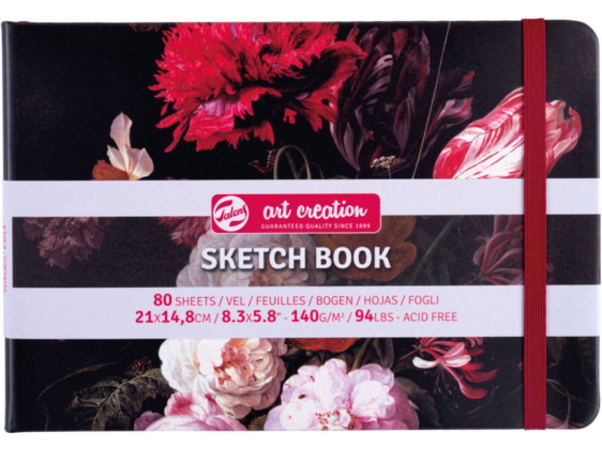 Schetsboek Stilleven met bloemen in een glazen vaas | 21 x 14,8 cm, 140 g, 80 vellen