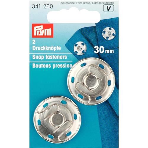 Drukknopen MS 30 mm zilverkleurig